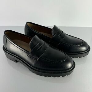 Firenze Atelier Mens Handmade Matte Black Leather Penny Loafers Slip-on Size 7.5